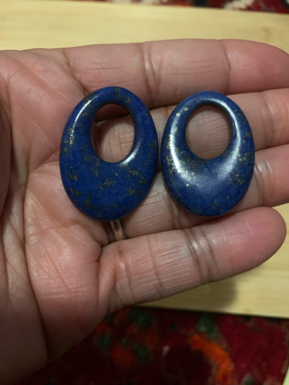 Vintage blue Lapis Oval Earring Charm
